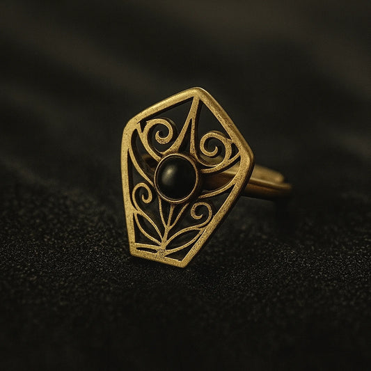 Onyx Lattice Adjustable Ring