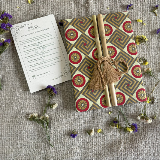 Handmade paper bamboo journal in one of a kind - front view