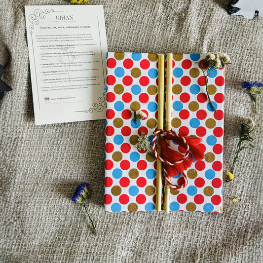 Handmade paper bamboo journal in pinkadoodle - front view