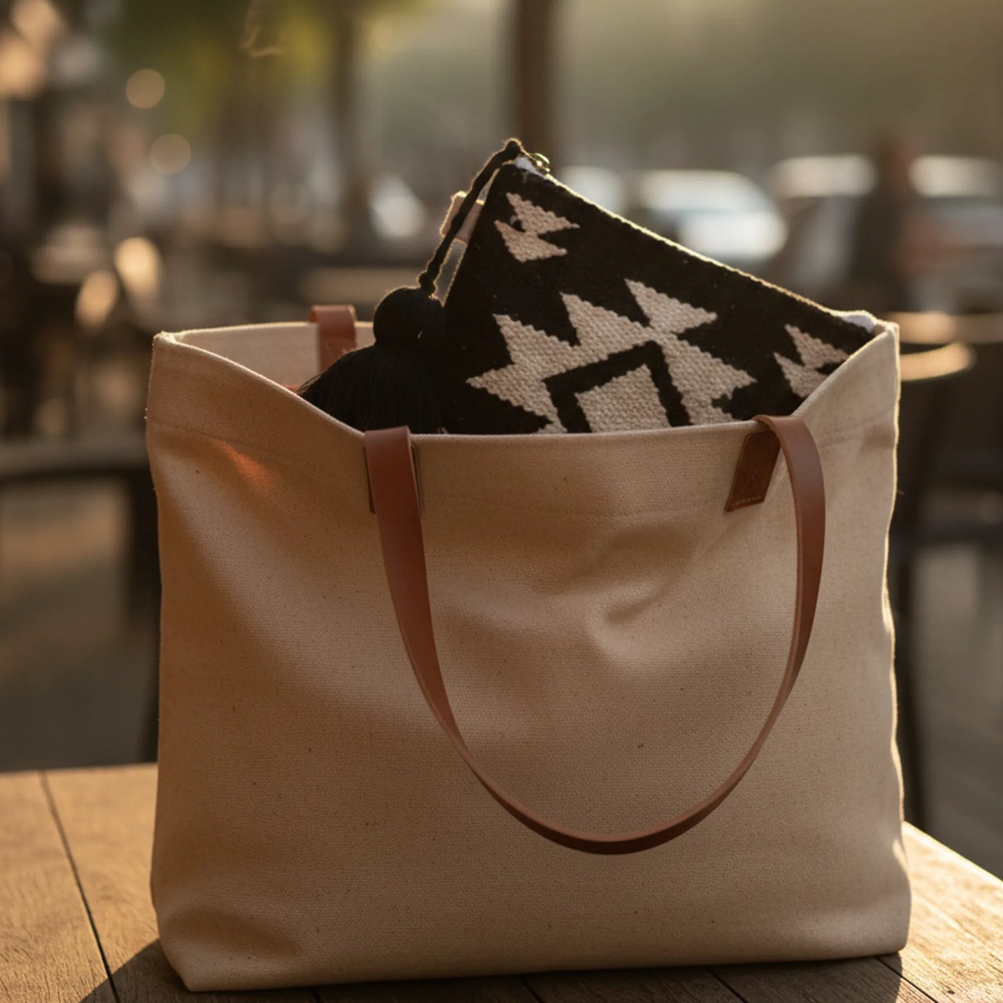 Black Loom Wristlet Bag