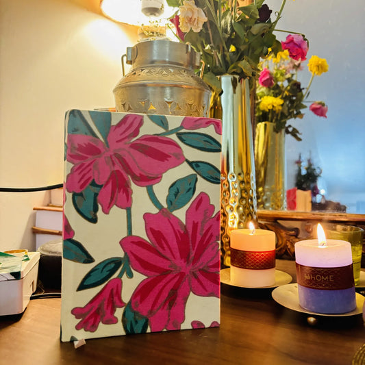 Handmade paper journal with floral design