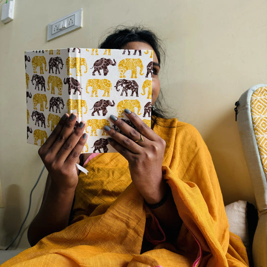 Handmade paper hardbound journal in emberwalk - pattern view