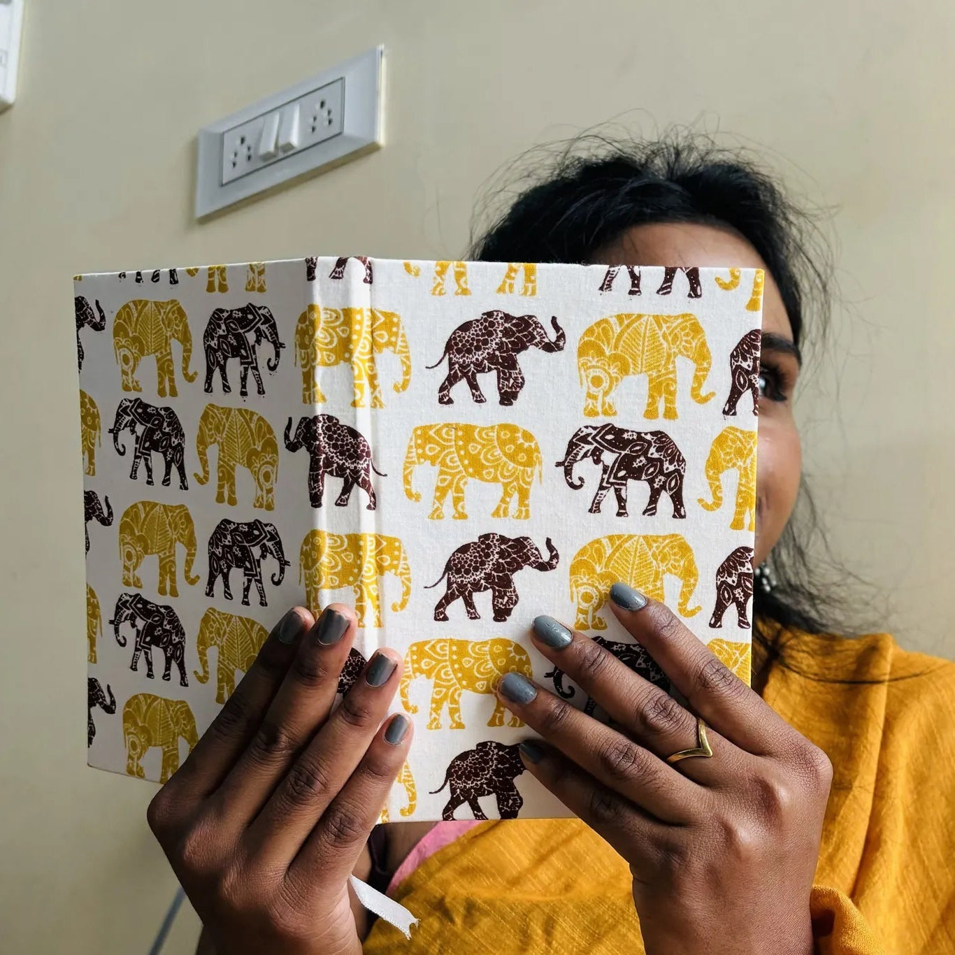 Handmade paper hardbound journal in emberwalk - pattern view