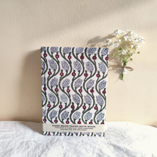 Handmade paper notebook with floral pattern