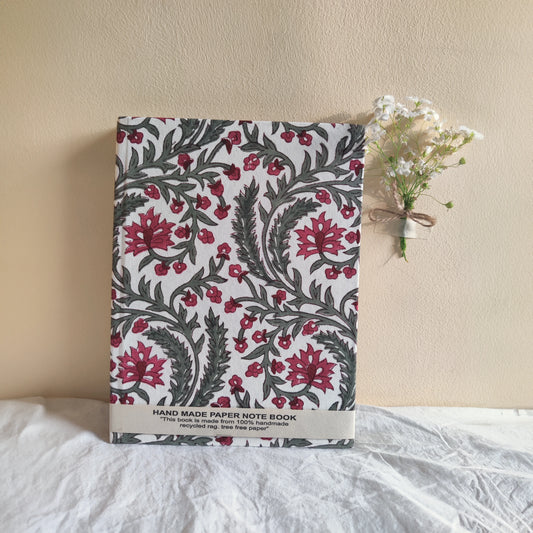 Handmade paper journal with floral design