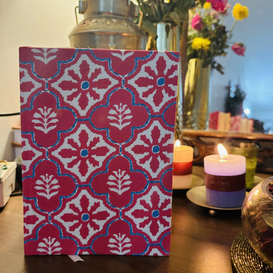 Handmade paper journal with floral design