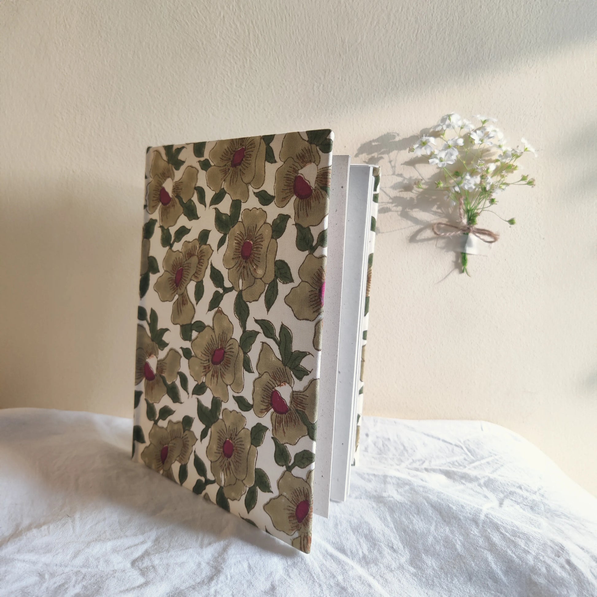 Handmade paper hardbound journal in vanika - open view