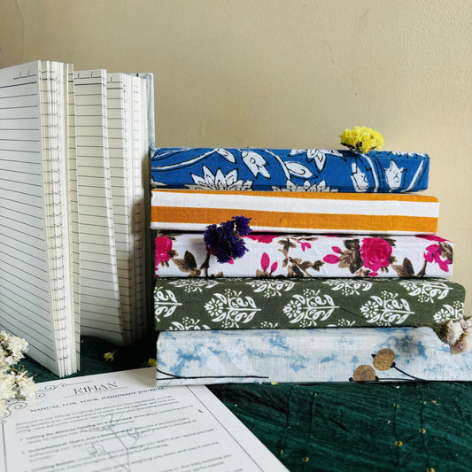 Handmade paper hardbound ruled journal in fernleaf - collection view