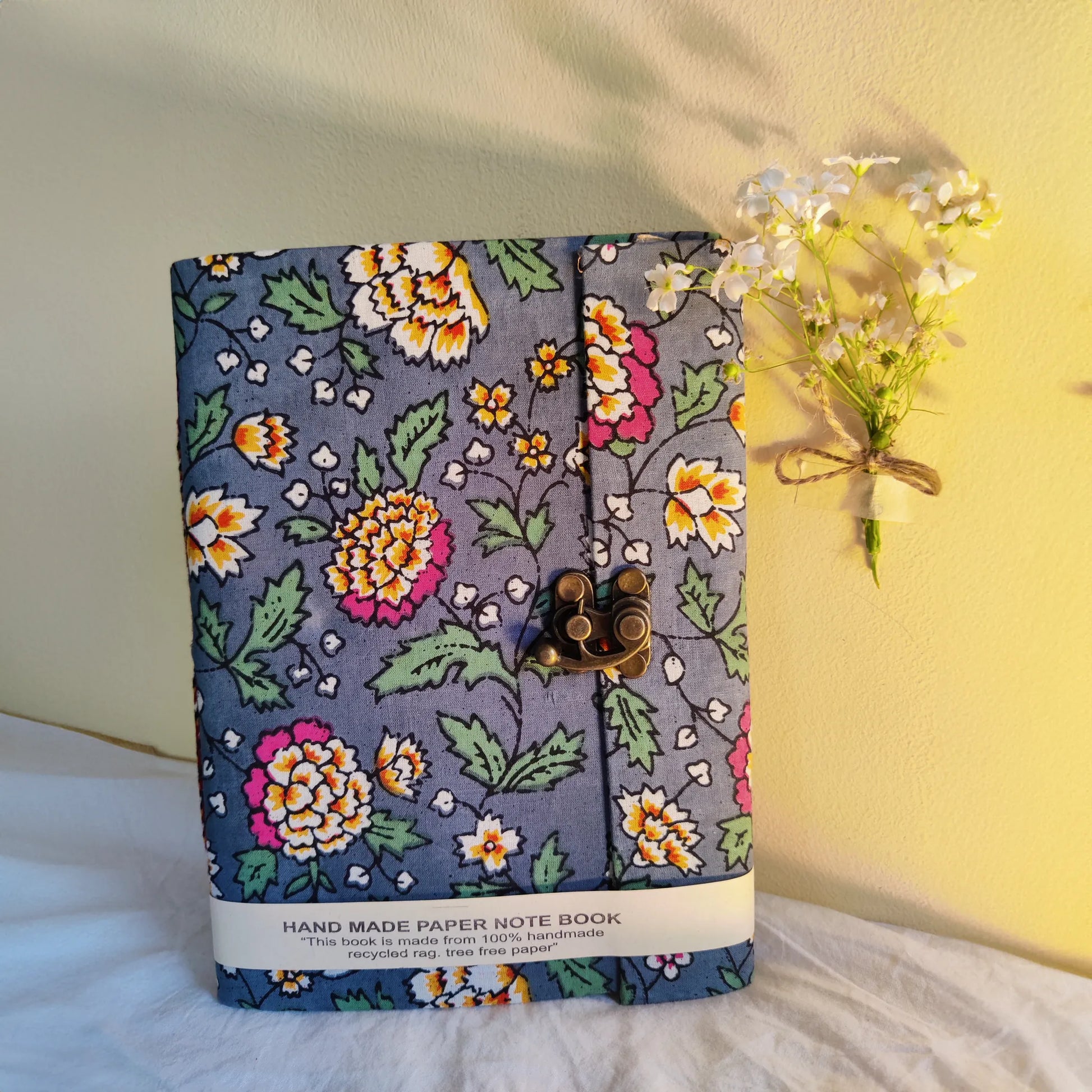 Handmade paper lock journal in aurorae - front view