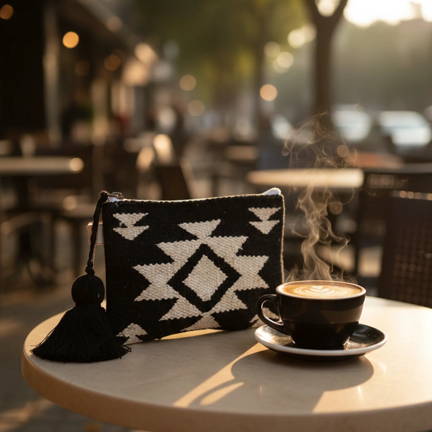 Black Loom Wristlet Bag