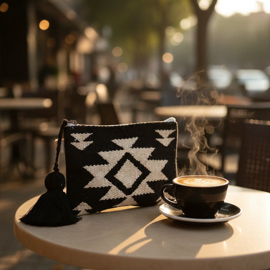 Black Loom Wristlet Bag