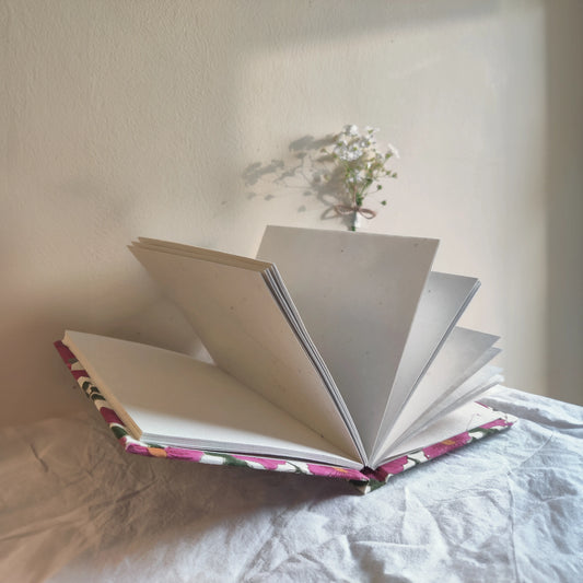 Handmade paper hardbound journal in gulika - inside view