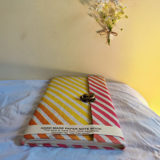 Handmade paper lock journal in sundara - flatlay view