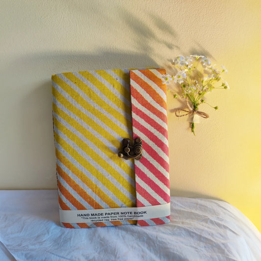 Handmade paper lock journal in sundara - front view