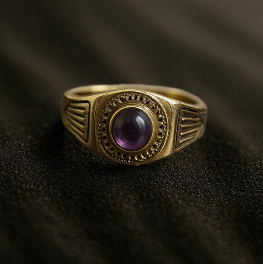 Amethyst Bezel Adjustable Ring