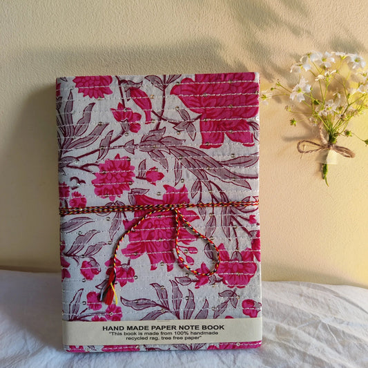 Handmade paper rope journal in whispering meadow - front view